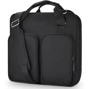 3 Inch Zipper Binder 3 Ring with Sturdy  Strap & Multi-Pocket, Binder with Zipper Holds Up to 700 Sheets for Office School, Compatible with 13" MacBook Laptop ipad(Black)