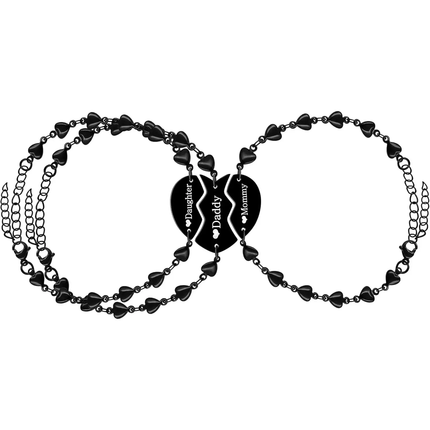 Matching Puzzle Heart Bracelets for 3 Friendship/Sister/Mommy Daughter Daddy Gifts  Friend Bracelets for Women