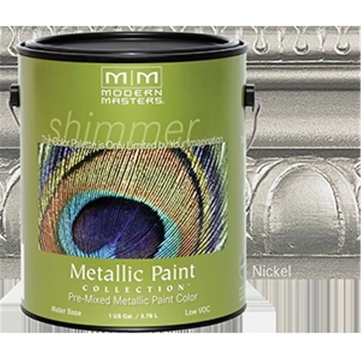 MODERN MASTERS ME708 1 Gal Nickel Metallic Pre-Mixed Liquid Paint - Non-Toxic Indoor Paint Supplies for Lamps, Doors, Walls, Delivering Distinct Finishes