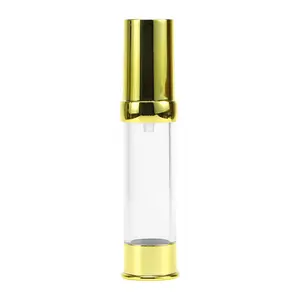VOCOSTE Portable Half Pack Airless Pump Lotion Bottle for Travel 20ml 0.68oz Gold Tone