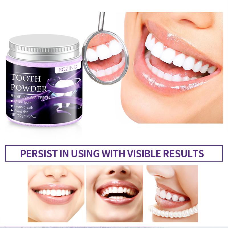 Rozino Purple Tooth Powder, Fine Texture, Dip Wet Toothbrush, for Morning Routine, Fresh Minty Feel