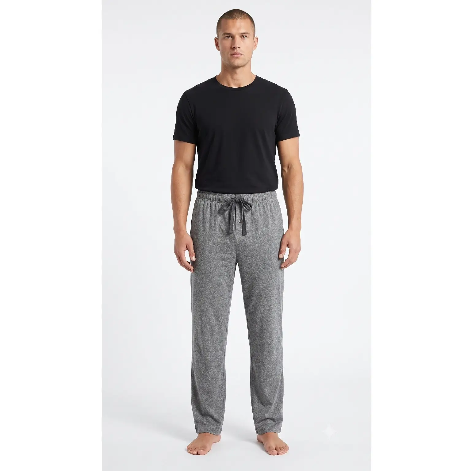 Mens Grey Sleep Pants With Pockets Comfortable Soft For Relaxation Perfect For Home Wear Grey Color Soft Material Ideal For Relaxation