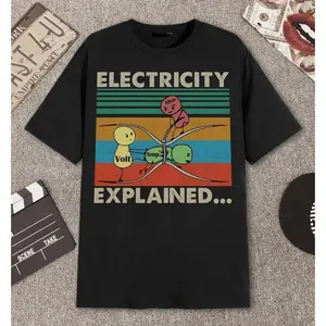 Electricity Explained...Electric Funny Ohm Volt Amp Electrical Retro Vintage T-Shirt