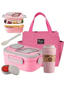 Double-Layer Multi-Compartment Lunchbox Set/Single Lunchbox. Includes Lunchbox, Cup, And Lunch Bag, Suitable For School, Office, And Outdoor Picnics. | Food Storage Containers | Kitchen Accessories | Lunchbox Set/Single Lunchbox