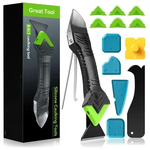 5-in-1 Caulking Tool Kit – Silicone Sealant Finishing & Grout Removal Tool with 6 Pads