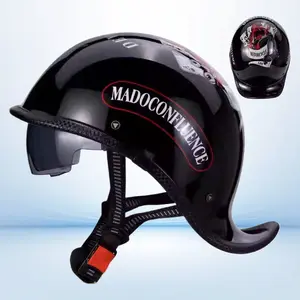 Stylish Retro Personality Half Helmet All Season Safety Headgear for Unisex Electric Motorcycle Summer Riding