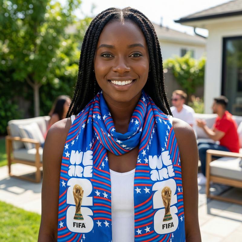 FIFA World Cup 2026 Fan Support Scarf High-Definition Print Lightweight Polyester Non-Stuffy Perfect for Fans Game Days Collect Gift Daily Wear