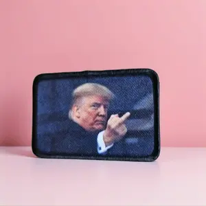 trump flipping the bird meme patch 2"x3" removable morale patch with hook and loop backing