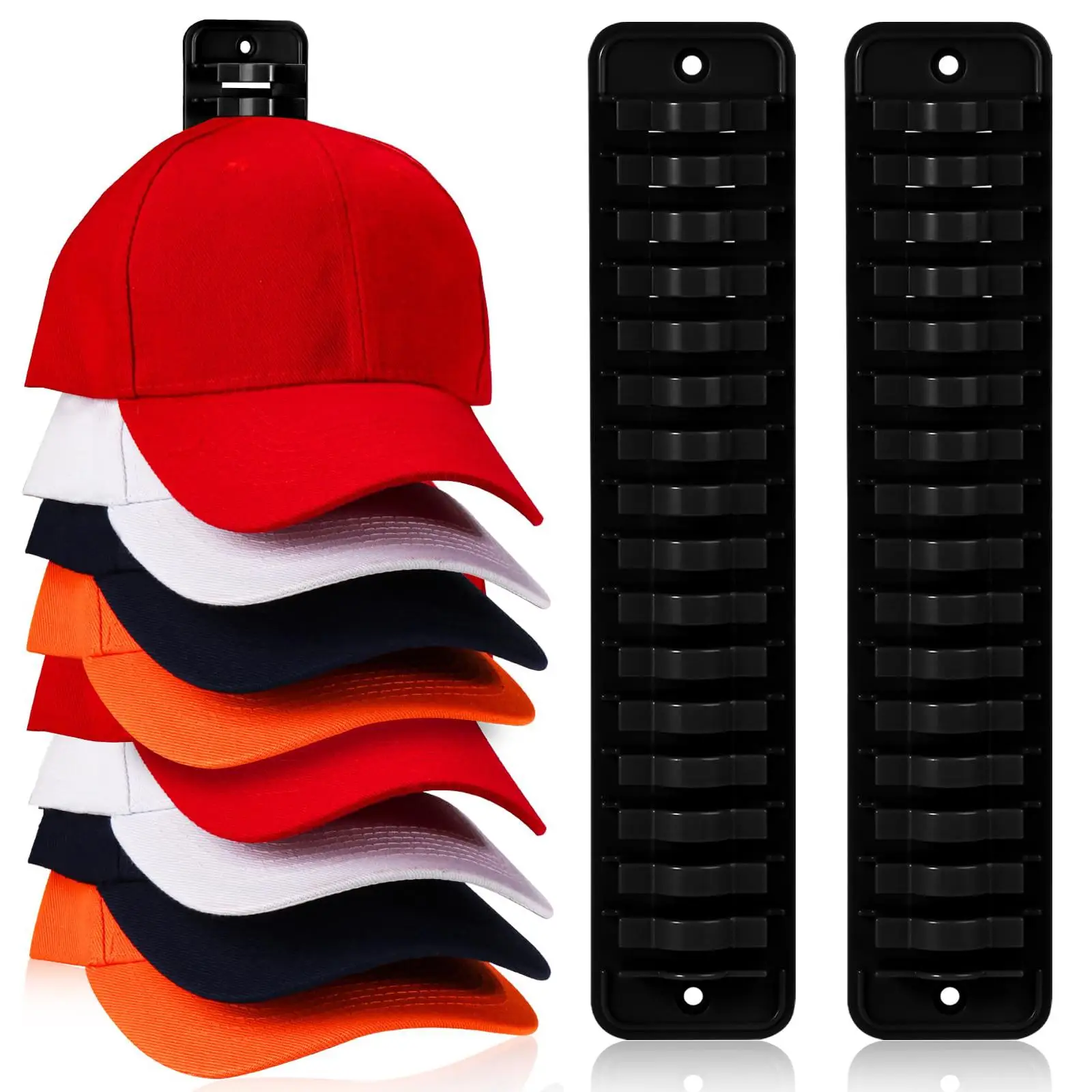 Hat Organizing Rack for Baseball Caps, Hat Holder Organizer Display for Wall, Door, Closet, Bedroom, Adhesive Or Drilling Double Use Cap Storage Hook