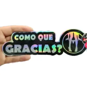 decal sign Sticker para Auto Resistente a la Interperie Holographic Design 'Como Que Gracias?' christ Vinyl Car Sticker Waterproof worker collar blue Decal Window