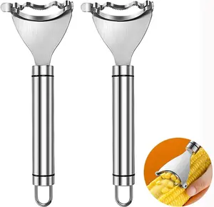 Pack of 2 Pcs - Corn Peeler for Corn on the Cob, Corn Kernel Remover Tool, Corn Cob Stripper Stainless Steel