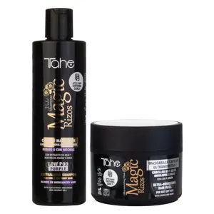 Tahe Magic Rizos Kit - Shampoo Low Poo Purple for Blonde or Highlighted Hair 300ml + Ultra-Nourishing Hair Mask 300ml