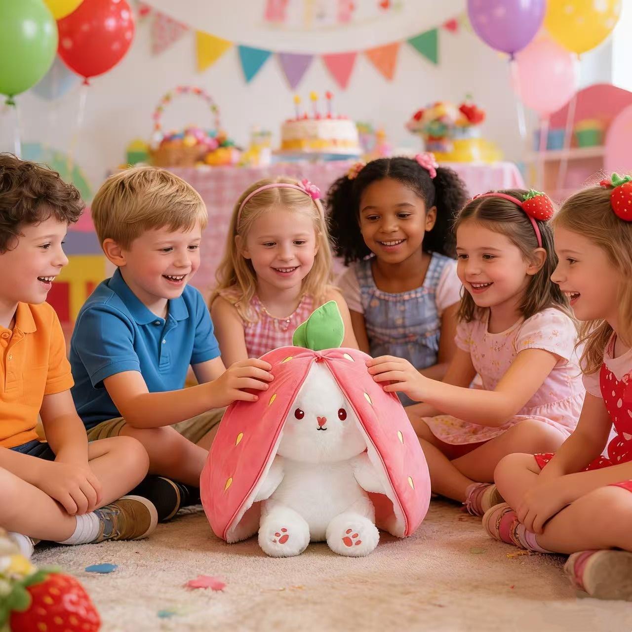 Cute Strawberry Bunny Plush Toy, Soft Cartoon Stuffed Animal Toy, Creative Doll Birthday Gift, Festival Decoration, Easter Gifts