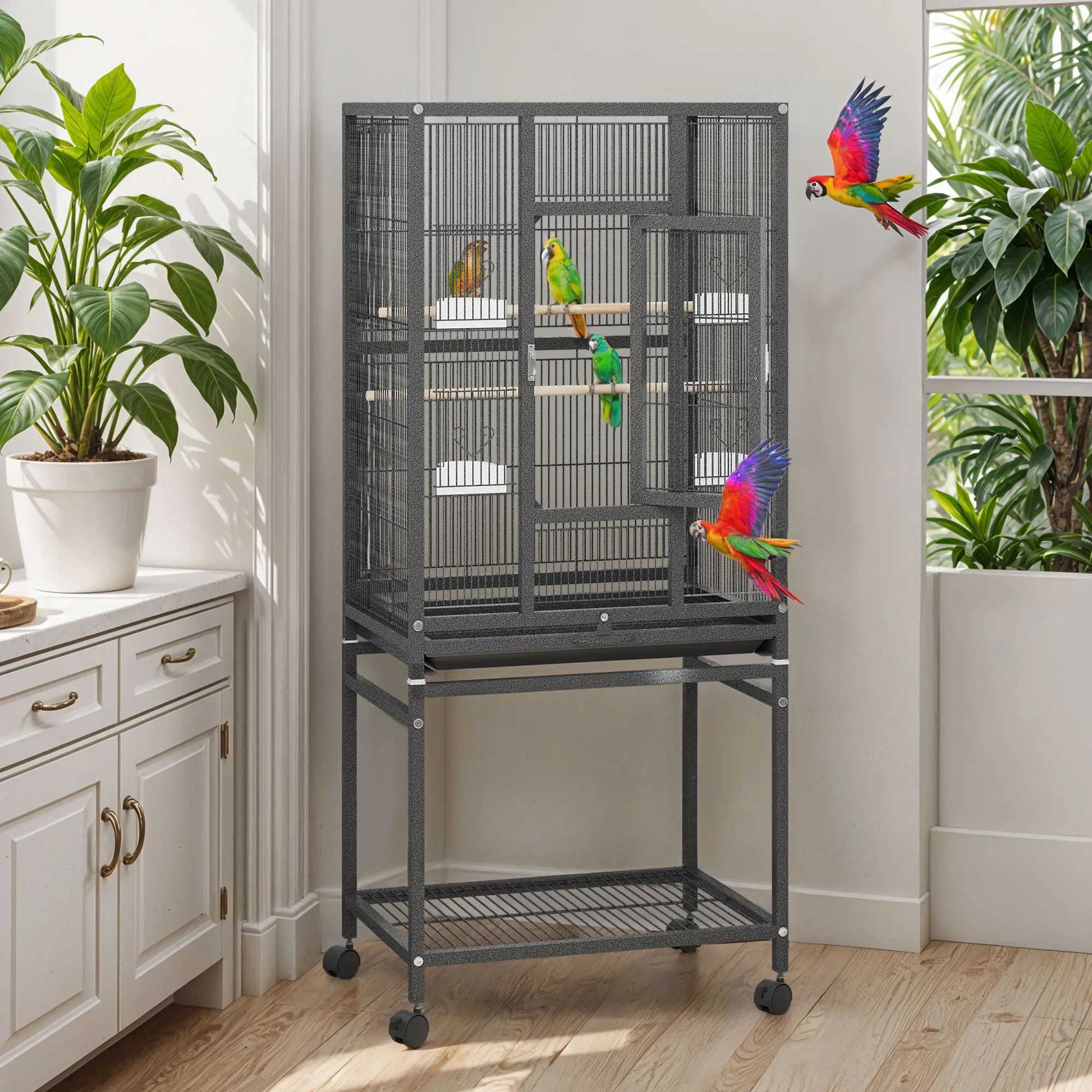 Yitahome 53/52 inches Birdcage Cover and Bird Cage Seed Catcher, Bird Cages for Parakeets, Parrot, Cockatiel, Pigeon, Flight cage for Birds