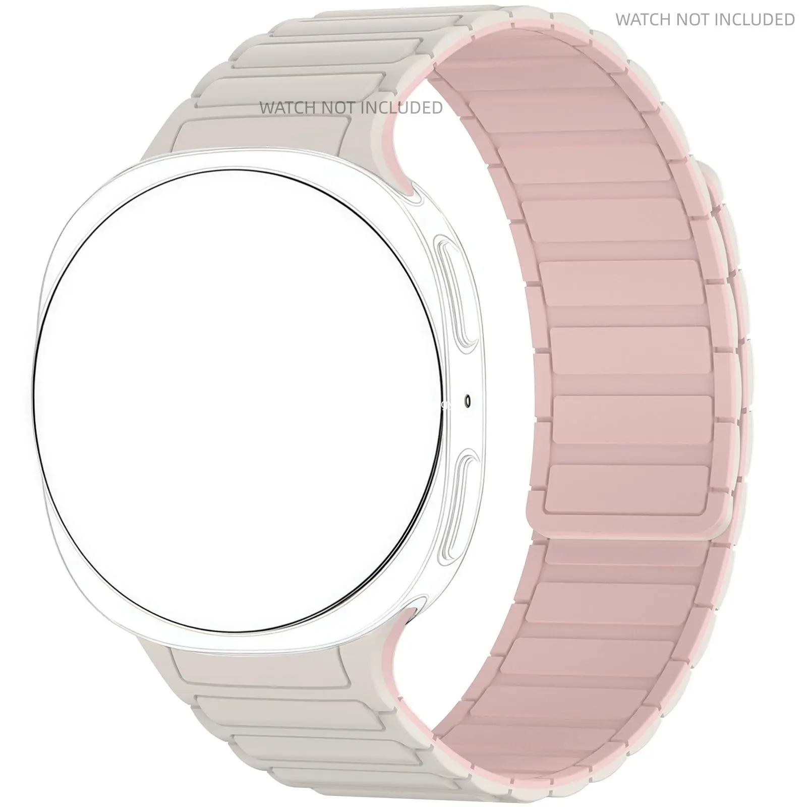 Magnetic stripe silicone strap suitable for Samsung Galaxy Watch 8 strap 44mm 40mm, Galaxy Watch 8 Classic 46mm, men's and women's waterproof sports strap, starlight/pink seamless replacement strap for men's and women's styles