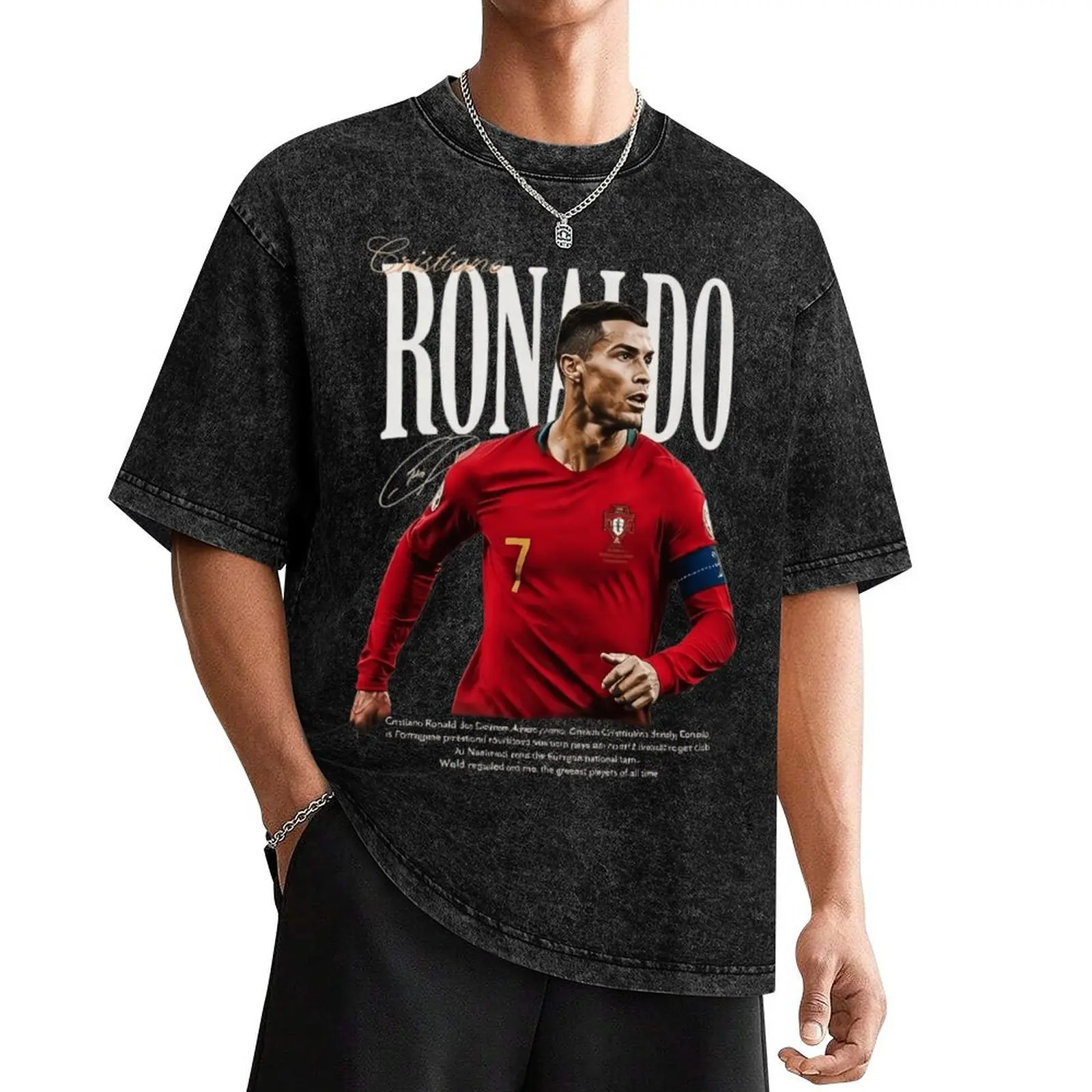Cristiano Ronaldo T Shirt, CR7 Soccer Jersey Graphic Tee, Football Legend Vintage Shirt, Number 7 Fan Apparel, GOAT Soccer Gift For Men, Retro Streetwear Top Casual