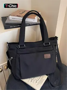 Large capacity and casual tote bag, Fabric tote bag with high-end feel, lightweight and comfortable, simple and niche design, suitable for college students to attend classes, shopping outdoors, commuting to work, traveling bag, Casual Commuter Bag