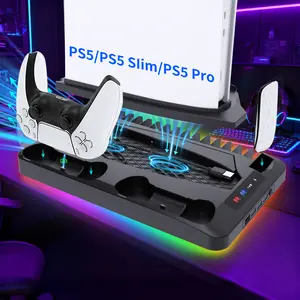 Charging Base Cooling Bracket Compatible With PS5 Console, Vertical Stand Cooling Fan, Multi-functional Cooling & Charging Station  -tiktok slash the price fun gadgets for men gamer stuff summervibes