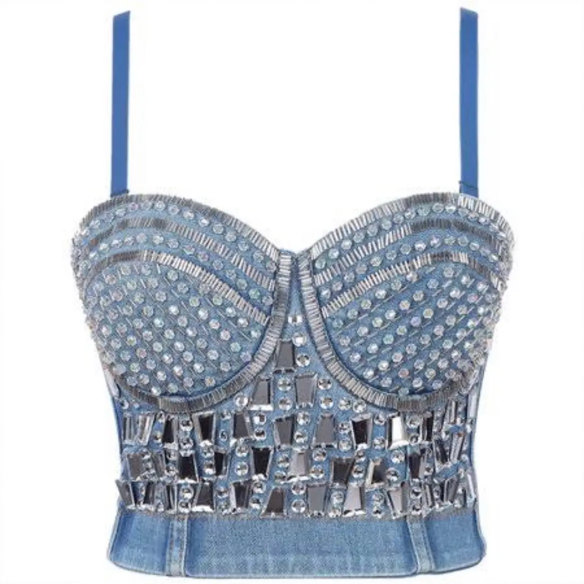 Rhinestone Jean Halter top