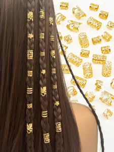 60pcs Multi-Style Braided Hair Rings Collection, Versatile Alloy Hair Cuffs, Adjustable Designs, Bohemian Hair Jewelry, Hairstyle Accessories for Men & Women