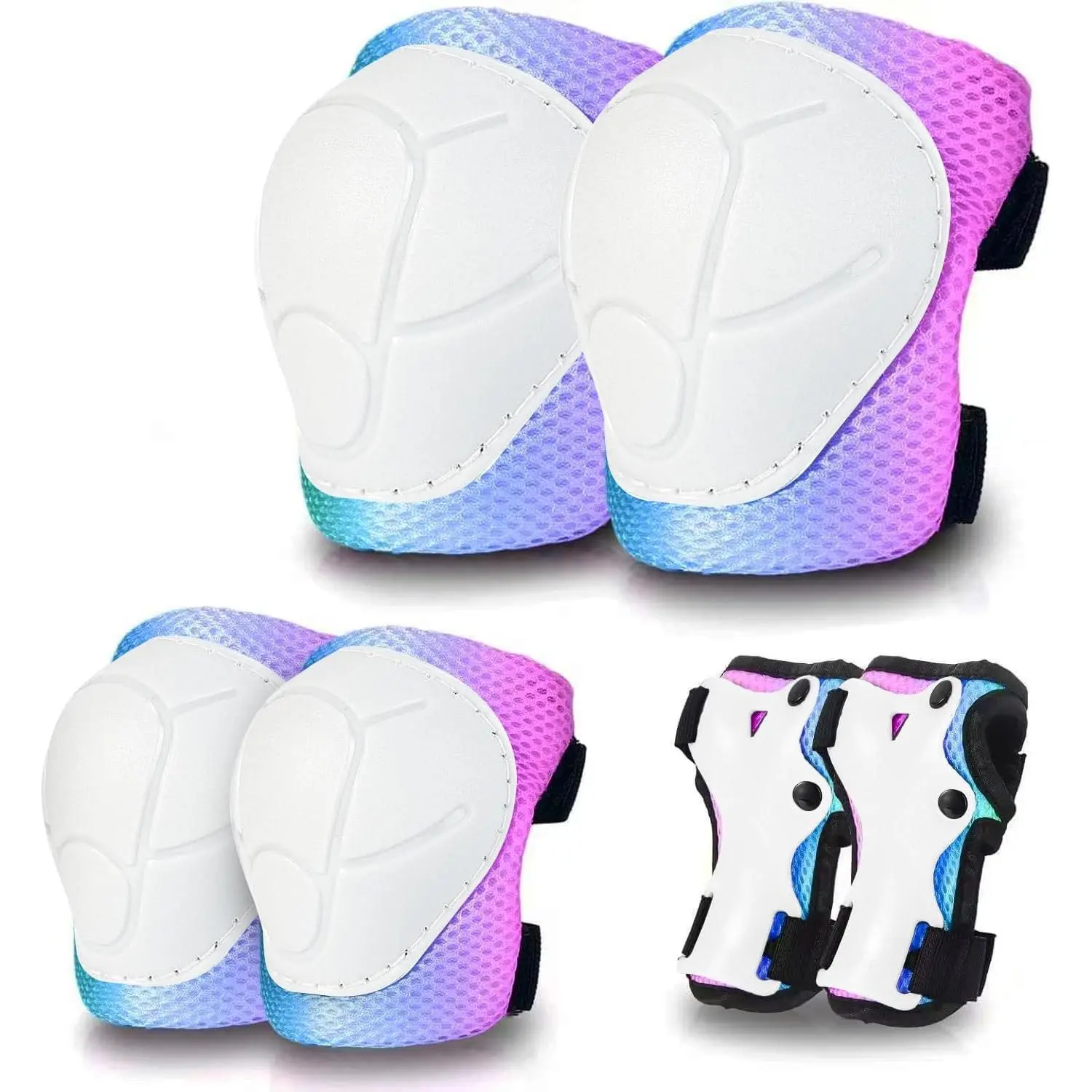 Skateboard Pads Kids/Youth/Adult Shield Elbow Pads and Wrist Guards Protective Gear,Strong Double Straps&Adjustable Easy-Fix Clips for Skateboarding,Rollerblading,ScooterRoller,Skating,Bicycle