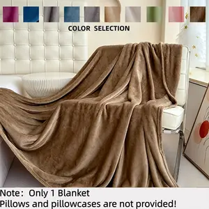 Pure Color Flannel Nap Blanket, Style Coral Fleece Cover, Breathable and Soft, Ideal for Summer Air Conditioning Room, Office Shoulder Wrap, Car Blanket
