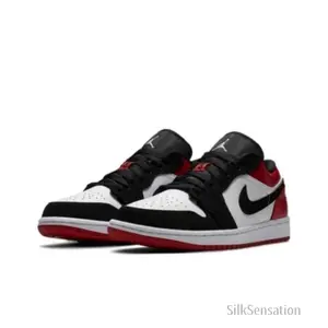 Low Blackto black, white, and red color scheme casual athletic versatile durable and comfortable basketball shoes