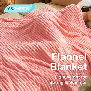 NTBAY Summer Comfort,Lightweight Flannel Blanket, Breathable Thin Throw for Spring & Summer, Ultra Soft Cozy Blanket for Bed and Couch