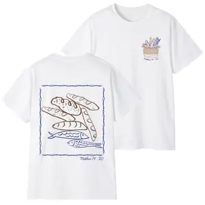 Fish & Loaves Christian Shirt - Bible Study, Catholic Gift - Inspiring Modern Faith Apparel - Jesus Math graphic  tee Oversized Heavyweight Cotton T-Shirts shirts  men