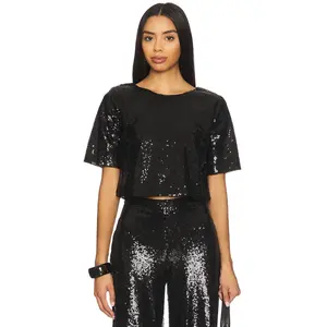 Ripley Rader Sequin Short Sleeve Top in Black