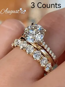 Women's Zirconia Stacking Ring Set, Stackable Rings, Elegant Sparkling Design, Versatile Layered Wear, Perfect for Weddings, Engagements, Parties, Daily Use