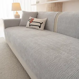 Modern Simple Style Wrinkled Texture Sofa Cover, 1 Count Non-Slip Cushion, Chenille All-Season, Durable Pet Friendly, for Living Room Office Bedroom, Sofa Couch Covers, Suitable for one to four seater sofas