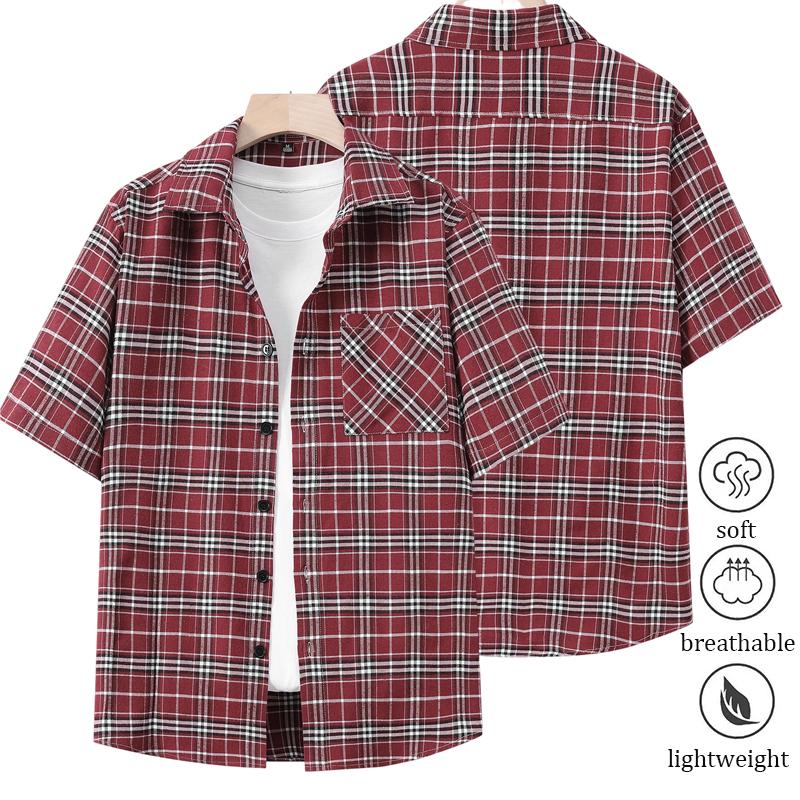 Pack of 4 men’s striped Western button-up shirts; plaid shirt with a notched collar,  cotton dress shirt fabric; regular fit;men’s tops ideal for summer beach trips, outings, and everyday outdoor activities. Polo Shirt Men's Quick-Dry Set Lightweight