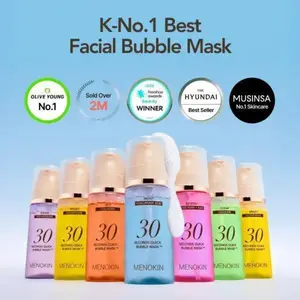 [MENOKIN] 30 Seconds Micro-Bubble Mask, Korean Glass Skin Care Essential, 70 Uses, 3.21 fl.oz, Turkey Neck, Zempic Neck, Tech Neck, Smoker Lines, Smile Lines, 11 Lines, Under-eye Hollows, Forehead Lines, Micro-Bubble Primer
