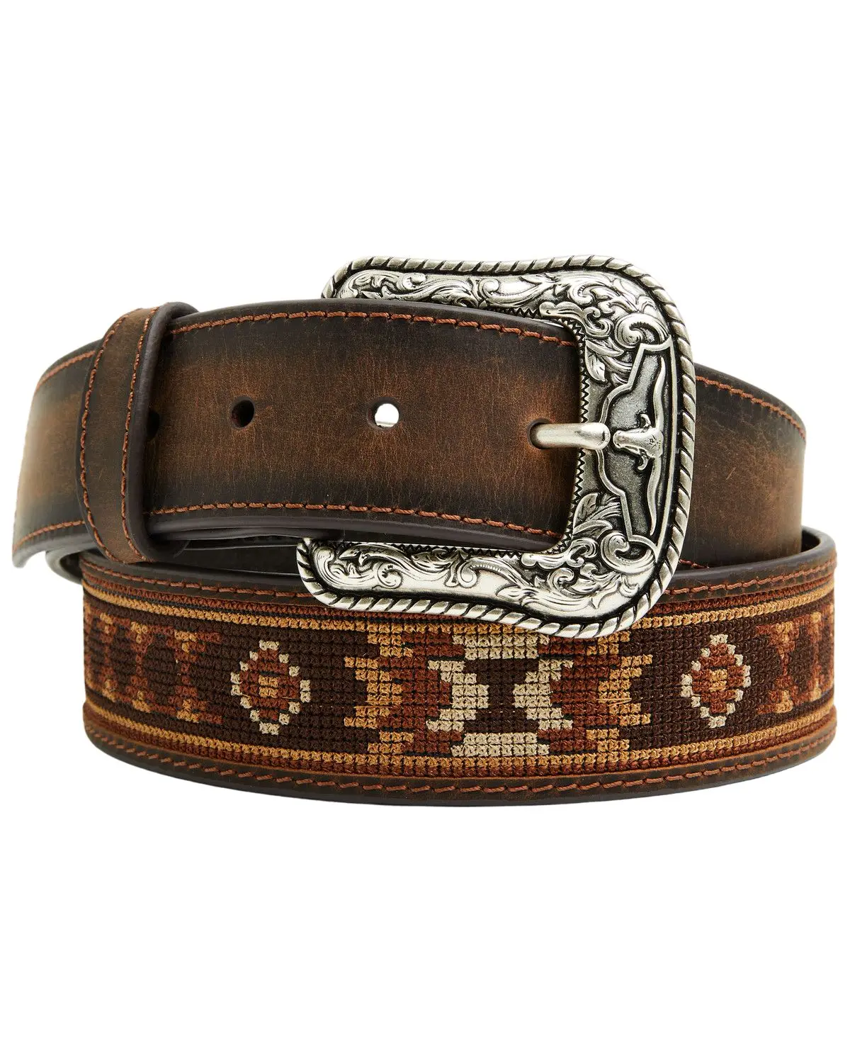 Cody James Men's Men'S Southwestern Needlepoint Inlay Leather Belt - 2611150241