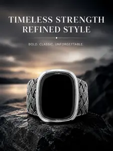 Unisex Bohemian Style Onyx Ring, Fashionable Braided Design, Perfect for Daily Wear, Cocktail Parties, Gifts, Valentine's Day, Mother's Day, Boho Statement Ring