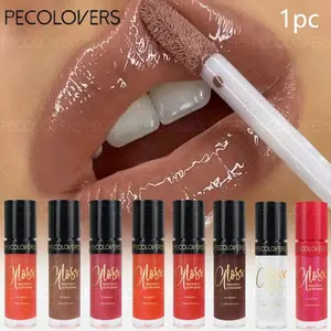 1PC Long-lasting Moisturizing Hydrating Glitter Lip Gloss Makeup Jelly Mirror Liquid Lipstick Glossy Shiny Pearlescent Pink Lip Tint Valentine'S Day Gifts Glossy Lip Stain