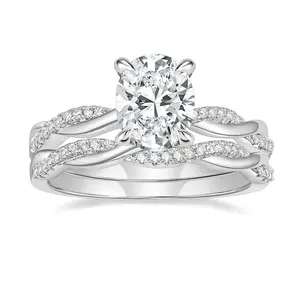 EAMTI 3ct Engagement Rings for Women Oval Cut Bridal Ring Sets Cubic Zirconia Wedding Band Twisting Infinity Pave Set