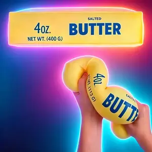 This giant, cuddly butter toy is absolutely amazing!  It has a slow rebound, an irresistible scent, and is incredibly soft and bouncy—it feels so good to squeeze every time! It's definitely your new stress reliever! A must-have for stress relief!