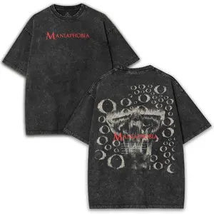 Maniaphobia Skull Double-Sided Tee – 260GSM Oversized Washed Gothic Shirt | Dark Streetwear with Vintage Edge Cotton Menswear