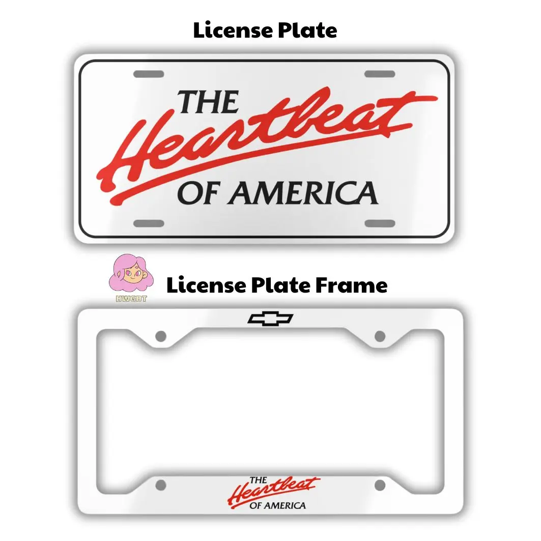 Chevy The Heartbeat Of America License Plate And Frame, Car Decor, Car Accessories for Women And Men, USA