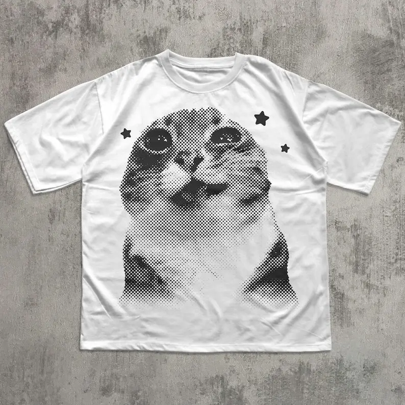 Funny Pee Cat Meme T-Shirt, Cat Lover, Funny Meme Animal Tee, Gifts Shirt, Unisex Vintage Graphic Tees Gothic Grunge Y2k Emo Scene Amity Affliction Style Clothes Men Women Streetwear