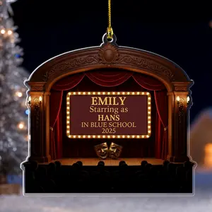 Personalized Theater Christmas Ornament, Musical Stage Actor Actress Keepsake, School Play Holiday Xmas Decor Gift