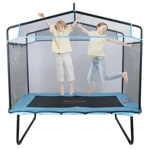 VEVOR 6FT Trampoline for Kids, TikTokShopBlackFriday, 72" Indoor/Outdoor Toddlers Trampoline, Mini Baby Trampoline with Safety Enclosure Net, Gymnastics Bar, Hammock, Recreational Trampoline Birthday Gift for 3+ Years Kids