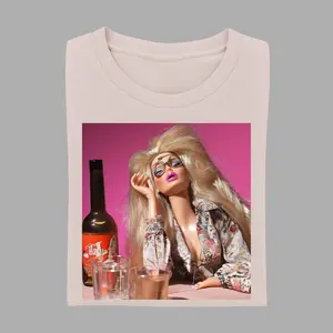 Drunk Barbie T-Shirt, Doll Meme Tee, Sad Girl Aesthetic, Barbiecore Graphic Tee, Y2K Streetwear, Trendy Casual Wear, Vintage Graphic Tees