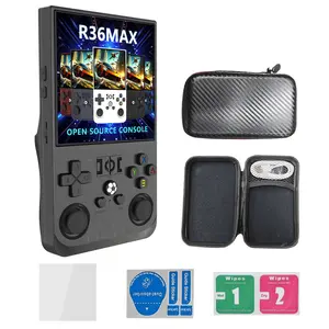 R36MAX Retro Handheld Game Console, 4.0 Inch IPS HD Screen Portable Retro Gaming Console, 1.5GHz CPU Support 30+ Emulator Console Video Game Console, 4000mAh Battery, 64GB Memory Card