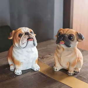 Multi-functional decorative piggy bank. Pet-shaped transfer safe, pug figurine, dog figurine, coin jar, piggy bank Ornaments Ornaments Coin Storage