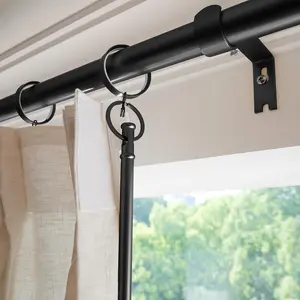 TWOPAGES Jaylon Black Curtain Pull Rod – 45" 1/2" Diameter, Strong Durable Drapery Rod for Window, Single Piece Room Decor Blinds
