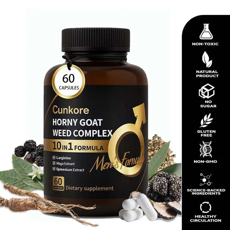 Cunkore NEW Horny Goat Weed Supplement for Men EpimediumComplex with L-Arginine, Maca, ashwagandha,Magnesium, Valerian Root, Luteolin, L-Theanine-Ener