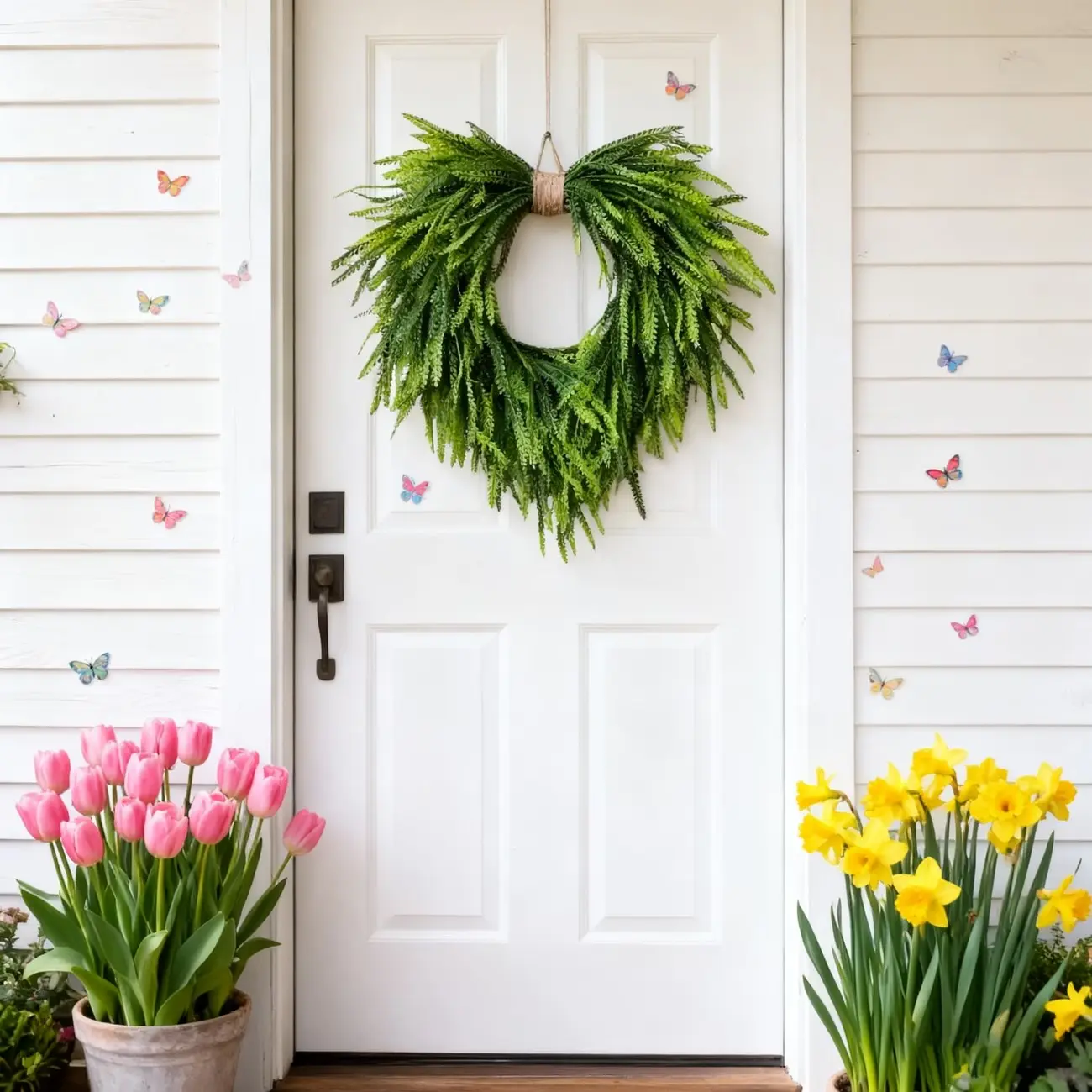 1pc 18inch Artificial Spring Wreath, Fern Leaf Wreath, Summer Wreath with Leaves, Door Wall Party Wedding Home Decor